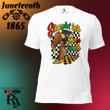 Load image into Gallery viewer, Steppin&#39; Into Juneteenth High Heels Short Sleeve QuTee

