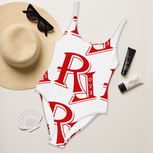 Revolution One-Piece White Swimsuit w/Red Logo