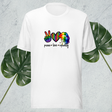 Load image into Gallery viewer, Peace Love Equality Short Sleeve QuTEES
