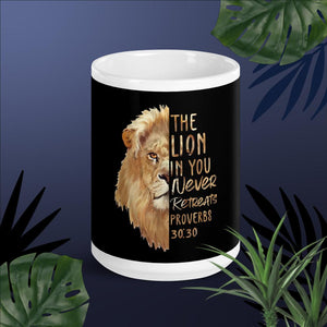 The Lion In You Black & White glossy mug